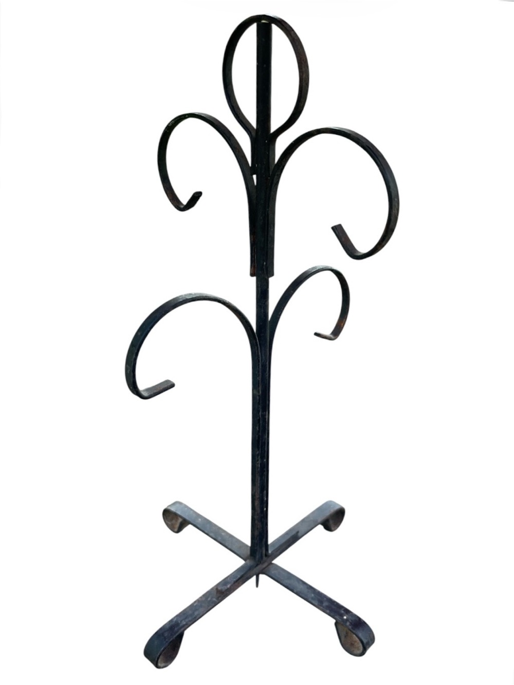 Vintage Black Wrought Iron Mug Tree Coffee Cup Rack Stand